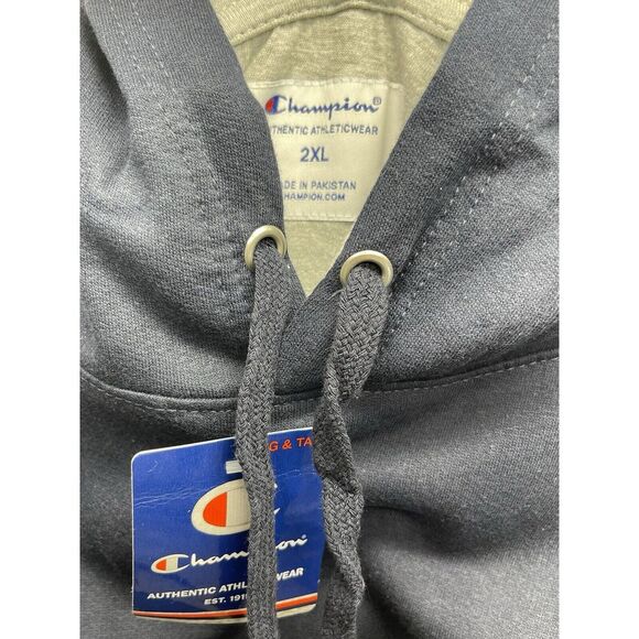 Champion Men's Big & Tall Fleece Pullover Hoodie 2XL Royal Blue and Gray NEW - Picture 2 of 3